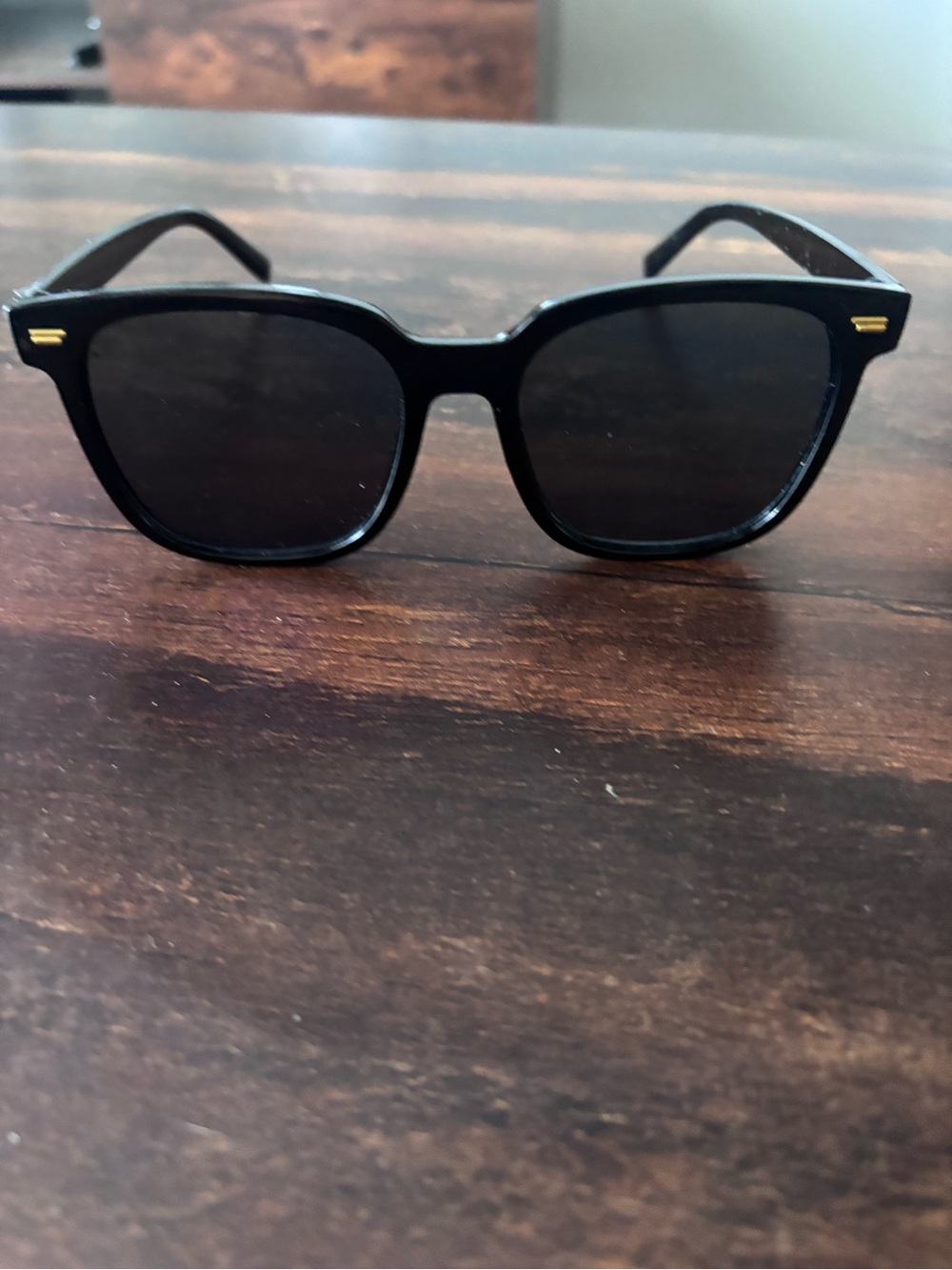 Classic Black Square Sunglasses with Subtle Gold Accents